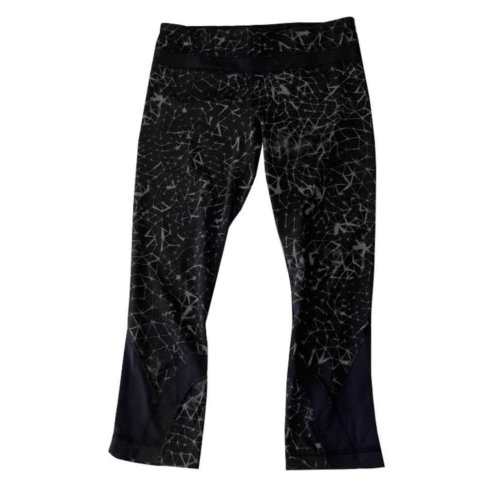 Womens Lululemon 22" Pace Rival Black Gray Crop Leggings